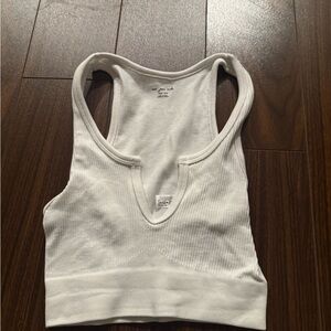 URBAN OUTFITTERS White Ribbed Racerback Crop Top